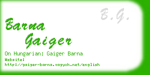 barna gaiger business card